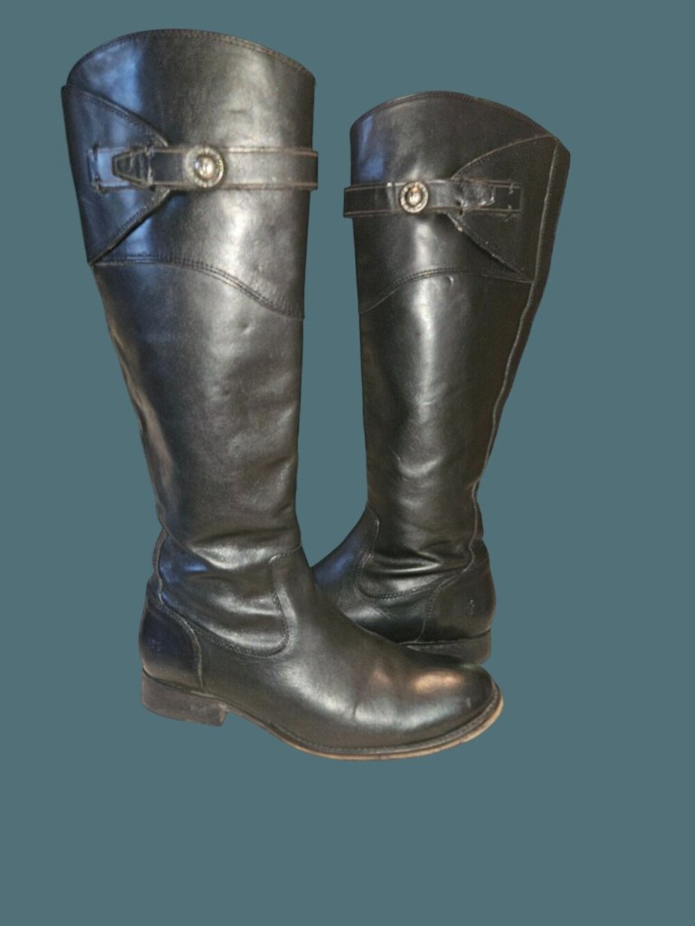 Frye Molly Button Leather Tall Full Zip Round Toe Riding Boots Women Size 7.5B